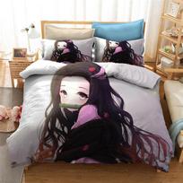 kemila home 3D patalynės komplektas didelis Japonija 3D Anime Demon Slayer Antklodės Užvalkalai Spausdinti Paklodė Patalynė 2pcs 135x200cm