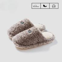 Medvilniniai moteriški namų šlepetės, neslystančios, minkštu padu, šiltos, su pliušu Fits 35-36 smėlis