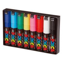 Mitsubishi Pencil Uni Posca Ženklintuvai Platus Kvadratinis 8 Vnt PC8K8C Vandens Pagrindo Rašikliai, Antgalis, Smailus Galas, Spalvos,