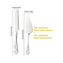 Vintažinis karališkas torto serviravimo rinkinys, elegantiškas nerūdijančio plieno torto peilis ir torto samtis, veidrodinis poliruotas paviršius 2pc-cake Shovel + Bread Knife (silver) įvairiaspalvis
