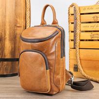 Natūralios Odos Vyriška Krūtinės Rankinė Premium Jausmo Crossbody Rankinė Vintažinė Didelės Talpos Viršutinio Sluoksnio Karvės Odos Pečių Rankinė Krūtinės Rankinė