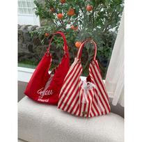 Lazy Style Striped Canvas Bag Printed Double-sided Single-shoulder Bag Hand-held Underarm Bag mėlyna