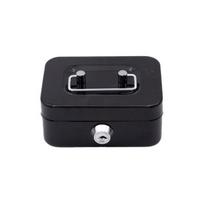 Piggy Bank su užraktu ir raktu Nešiojama rakinama mini grynųjų pinigų dėžutė Pinigų banko saugos užraktas seifas monetų dėžutės keitimo talpykla juoda