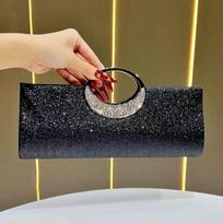 Dinner Bag: Shiny Handbag, Single-shoulder Crossbody Bag, Light Luxury Diamond-encrusted Elegant Clutch sidabras