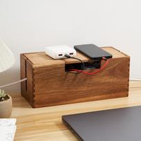 Cable power strip outlet cable cord made of acacia compatible with power box, box, box, management, storage, wood, brown, strips, wooden. ruda