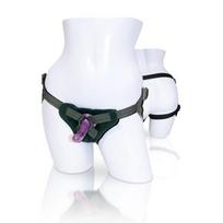 Strap-on rinkinys Sportsheets New Comers, plonas silikoninis dildo, reguliuojamas diržas, tinkamas pradedantiesiems