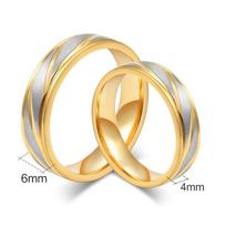 Titanium Steel Couple Rings Gold Color Simple Design Twisted Pattern Matching Rings for Couples Women-5