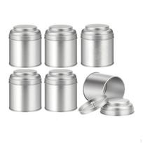 6 metalinės arbatos skardinės, 240 ml apvalios kavos skardinės virtuvei, stilingi ir tvirti organizatoriai Rose Gold_Canisters