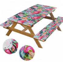 Vėjui atsparus Elastingas Kempingo Iškylų Stalo ir Suoliuko Dangčių Rinkinys Staltiesė Lauko Stačiakampėms Staltiesėms Tinka 4FT/6FT/8FT Stalui 4FT-76x122cm