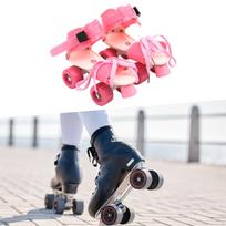 Vaikų riedučiai, dviejų eilių, lengvi ir patogūs, keturių ratukų apsaugos vaikams, Pink