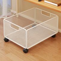 Mesh Hanging File Organizer Rolling Cart with Wheels Mobile Bookshelf Portable 48x25x23cm