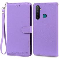 For Realme 5 dėklas piniginė Odinis dėklas For Realme 5 Pro dėklas Minkštas silikoninis atverčiamas dangtelis For Realme 5i Dangtelis Coque Fundas Korpusas For Realme 5 (5i) ruda
