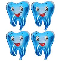 4 Pcs Tooth Balloon First Balloons Baby Shower Portable Dental Inflatables Aluminum Film Party Child 49.00X48.00X0.50CM mėlyna
