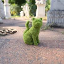 Katės samanų gyvūno sodo žolės skulptūra dirbtinė figūrėlė kačiukų figūrėlės plaušu dengta žalia statulos ornamentas dekoras velėnos rutuliukai 14.6x10.4x18.3cm žalia