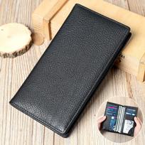 „Crazy Horse Leather“ vyriškos ilgos piniginės galvos sluoksnio iš karvės odos paprasta verslo piniginė Natūralios odos vyriška piniginė juoda