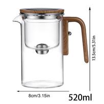 Stiklinis arbatinukas su infuzoriumi 520ML/720ML Arbatinukas Vandens atskyrimas Vidinis magnetas Vienu paspaudimu Magnetiniai jungikliai Arbatos filtravimo puodelių rinkinys
