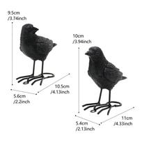 Simuliacinio varnos papuošalų rinkinys 2: Kūrybinga Helovino namų sodo gyvūnų dekoracija Statulėlė Dervos rankdarbiai Crow Ornament Set Two