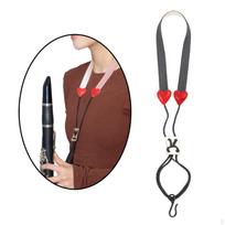 Reguliuojamas klarneto kaklo dirželis pučiamiesiems instrumentams 44cm-58cm Visų amžių juoda