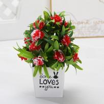 Gėlė, Mažas Medelis Pinigų MedisPlastikinė GėlėDirbtinių Augalų Rinkinys Gėlių Dekoracija Dirbtiniai Vazoniniai Augalai Papuošalai Rose LOVE Red