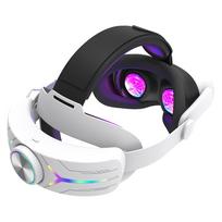 Reguliuojamas RGB galvos dirželis „Meta Quest 3S“ VR „Elite“ dirželiui su 12000 mAh baterija, patogus galvos dirželis, alternatyvus dirželis, galvos juosta balta