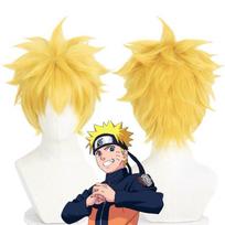 Anime Cosplay Perukas, Uzumaki Naruto Smailūs Geltoni Trumpi Plaukai Aukštos Temperatūros Sintetinių Plaukų Dalis geltona