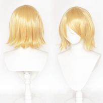 Anime Cosplay Wig Set, Kagamine Len & Rin Blonde Short Hair High-Temperature Fiber Synthetic Hairpiece 20CM auksinė