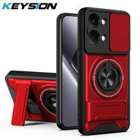 KEYSION magnetinis telefono dėklas skirtas Xiaomi POCO X8 Pro Max su slankiojančia kameros apsauga, vertikali atrama, 360° žiedas, atsparus smūgiams galinis dangtelis for POCO X8 Pro Max juoda