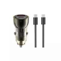 XO CC60 car charger | 60W | PD | USB-A, USB-C | with USB-C to USB-C cable included | black