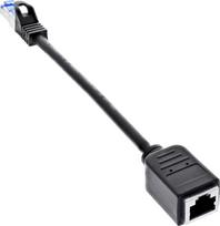 InLine InLine® Patch cord extension, RJ45 protector, S/FTP (PiMf), Cat.6A, halogen-free, copper, black, 0.2m