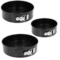 Granitinės kepimo formos, 3 vnt., 22/24/26 cm, juodos