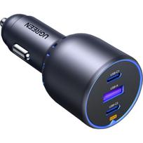 „UGREEN“ AUTOMOBILINIS ĮKROVIKLIS SU USB, 2X USB-C TELEFONAMS, 75 W, GREITAS