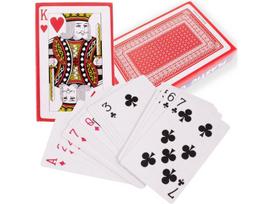POKERIO KORTŲ KALADĖ 54 DENGTAS PLASTIKAS raudona