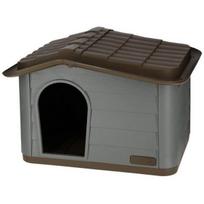 KERBL Outdoor plastic kennel for cats or dogs Size M - 75 x 59 x 55 cm - Grey and brown -