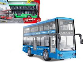 Dvipusio autobuso žaislas su šviesomis ir garsais, frikcinis variklis