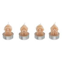 Kalėdinės imbierinių namelių formos arbatinės žvakės, 4 vnt.