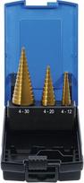 Žingsnis gręžimo rinkinys | titano nitridas | Ø 4 - 30 mm | 3 vnt. BGS Technic-1624, Unique