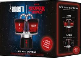 Italų kavinukas - BIALETTI - Mini express rinkinys - Stranger Things kolekcija - Su 2 termoreaktyviomis puodeliais - Juodas / Raudonas