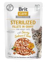 BRIT Care Cat Sterilized Salmon&Tuna Pouch - šlapias kačių maistas - 85 g