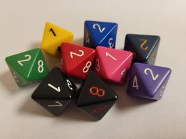 Žaidimų kauliukas Chessex d8 Polyhedral Dice, 1 vnt.