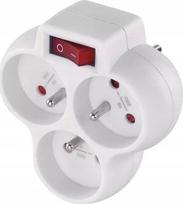 Emos P0026s 3 lizdo adapteris su jungikliu