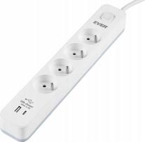 Prailgintuvas su apsauga nuo viršįtampio Ever 1,5m, 4 lizdai, Usb