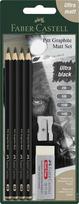 Faber-castell Pitt Matt grafitiniai pieštukai, 4 vnt., su trintuku