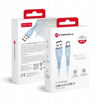 Forcell F-energy Usb-a į Usb-c 66w 3a silikoninis laidas, 1m, mėlynas
