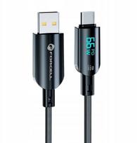 Forcell F-energy Usb-a į Usb-c 66w 3a 1.2m juodas laidas su Lcd