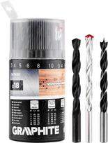 Graphite Grąžtų Rinkinys: Metalui, Medei, Mūrui (18 vnt.)