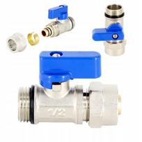 Rutulinis vožtuvas Pex 16x1/2" mėlynas