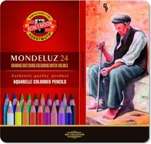 Mondeluz akvarelės pieštukai Koh-i-Noor 3724 24 spalvų metalinė pakuotė