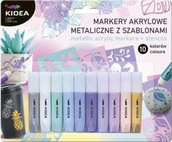 Kidea Metaliniai Flomasteriai su Šablonais, 10 Vnt. (mam10kska)