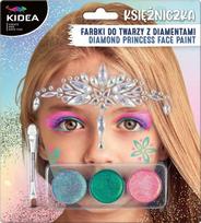 Dažai veidui "princesė" 3 spalvos su blizgučiais ir aplikatoriumi