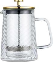Prancūziškas presas kavai ir arbatai, 600ml, stiklinis, aukso spalvos